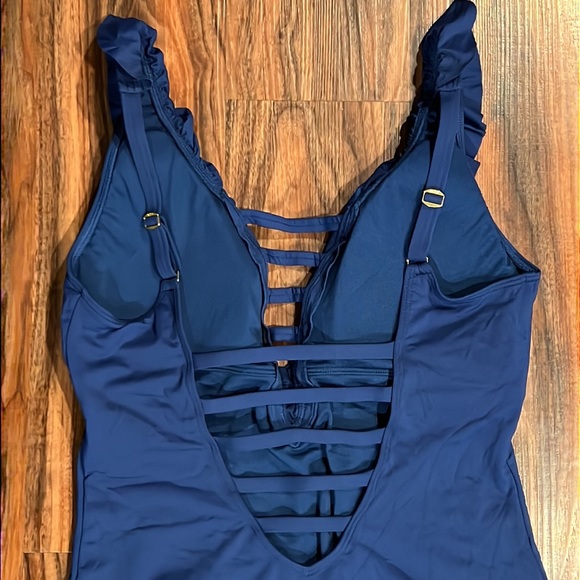 Bleu Rod Beattie Ruffle Latice Plunge One Piece - Picture 8 of 13